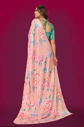 Printed satin saree