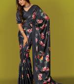 Printed satin saree