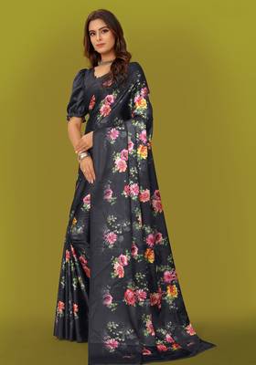 Printed satin saree 3