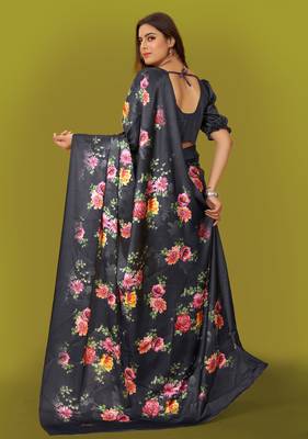 Printed satin saree 5