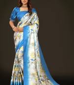 Printed satin saree