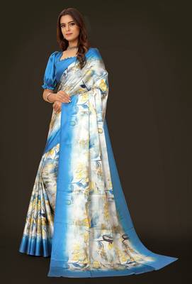 Printed satin saree 2