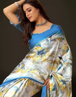 Printed satin saree 3