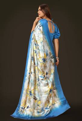 Printed satin saree 4