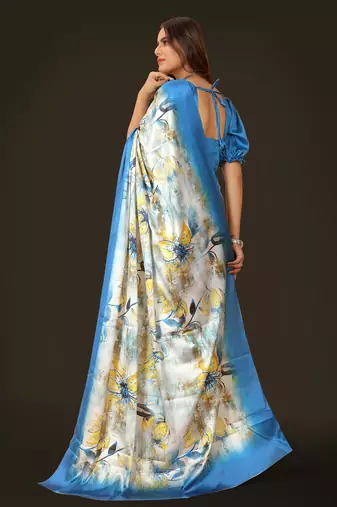 Printed satin saree