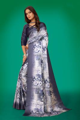 Printed satin saree 2