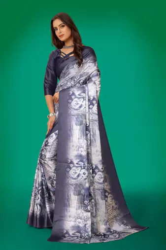Printed satin saree
