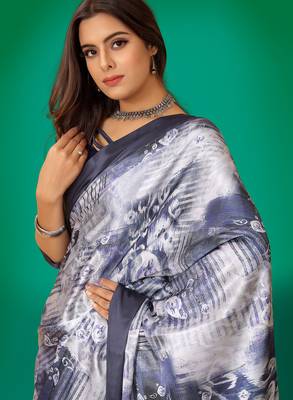 Printed satin saree 4