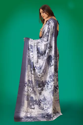 Printed satin saree