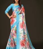 Printed satin saree