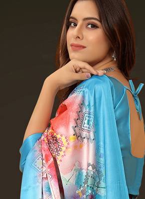 Printed satin saree 4