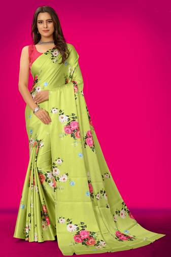 Printed satin saree
