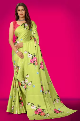 Printed satin saree