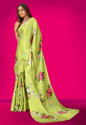 Printed satin saree 2