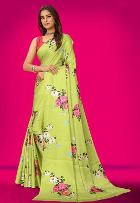 Printed satin saree 4