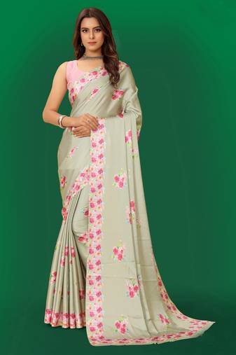 Printed satin saree