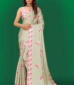 Printed satin saree