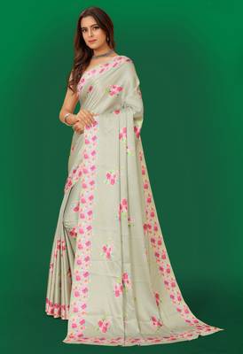 Printed satin saree 2