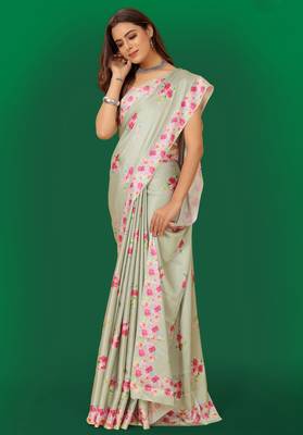 Printed satin saree 3