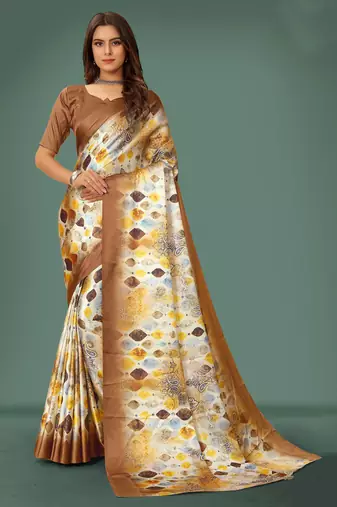 Printed satin saree