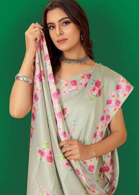 Printed satin saree 4