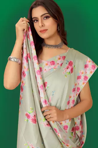 Printed satin saree