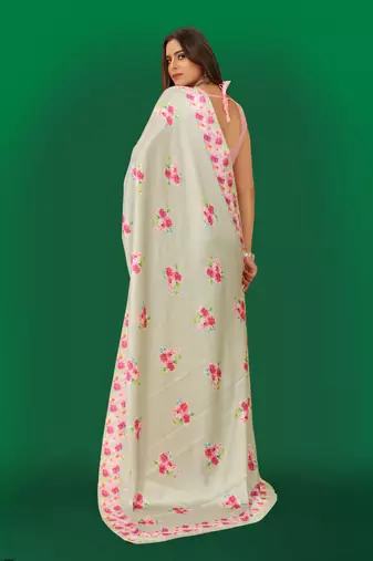Printed satin saree