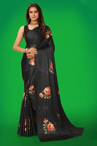 Printed satin saree