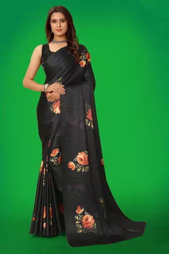 Printed satin saree