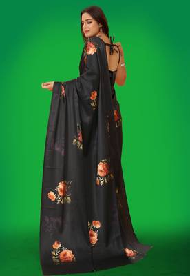 Printed satin saree 4
