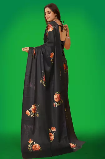 Printed satin saree