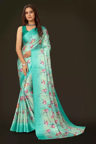 Printed satin saree