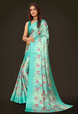 Printed satin saree 2