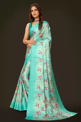 Printed satin saree