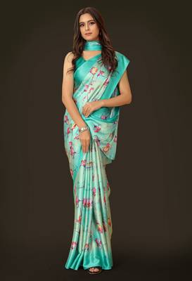 Printed satin saree 3