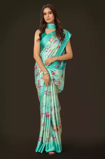 Printed satin saree