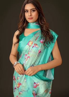Printed satin saree 4