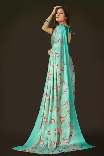 Printed satin saree