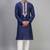 navy blue embroidered silk men’s kurta pant set