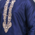 navy blue embroidered silk men’s kurta pant set