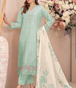 Sky faux georgette semi stitched suit with embroidery work