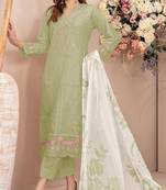 Mehendi faux georgette semi stitched suit with embroidery work