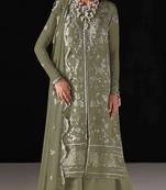 Mehendi chiffon semi stitched suit with embroidery work