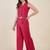 Women’s pink solid co-ord set | sleeveless vest top with wide leg pants