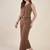 Women’s brown solid co-ord set | sleeveless vest top with wide leg pants