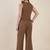 Women’s brown solid co-ord set | sleeveless vest top with wide leg pants