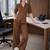 brown puff sleeve blazer co-ord set with wide pants