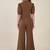 brown puff sleeve blazer co-ord set with wide pants