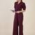 burgundy puff sleeve blazer co-ord set with wide pants