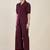 burgundy puff sleeve blazer co-ord set with wide pants